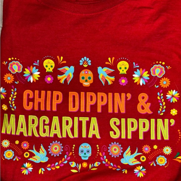 Oliver & Otis Chip Dip pin & Margarita Sip-pin Graphic Tee Red Short Sleeve - Picture 3 of 5